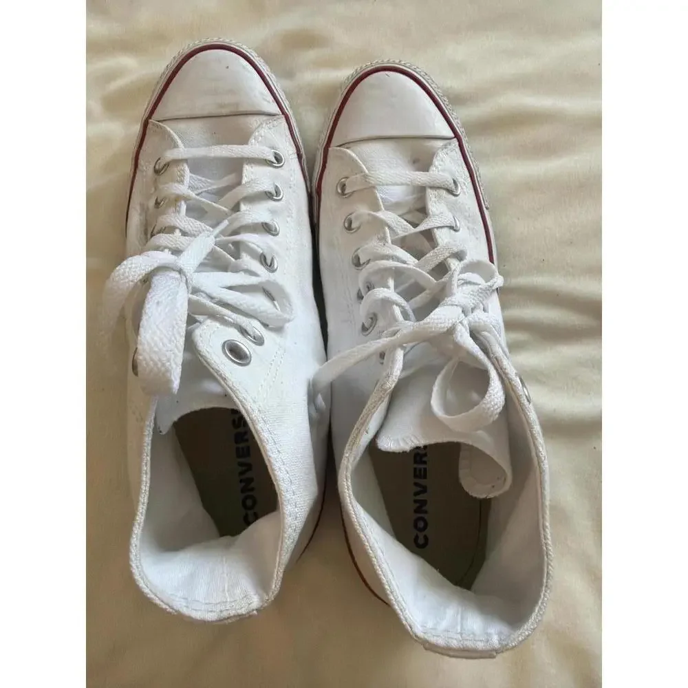 White Converse Hi-tops Men Size 11, Wom Size 13 - Picture 1 of 6